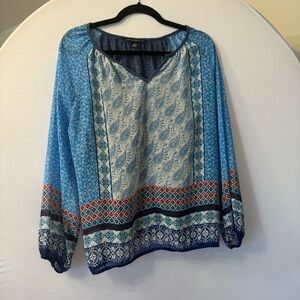 Zac & Rachel Blue and Red Patterned Blouse